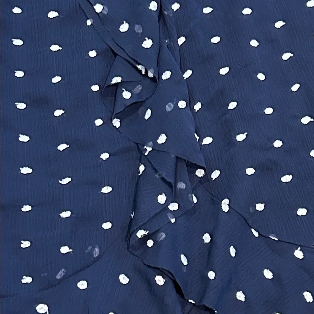 Anthropologie Hutch Ruffled Clip Dot Mini Skirt size 12 Navy Blue White